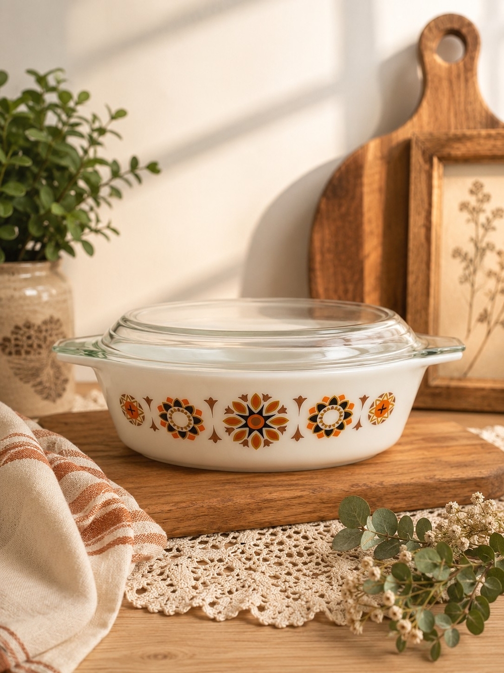 Vintage JAJ Pyrex Toledo Casserole Dish with Lid MCM Made in England